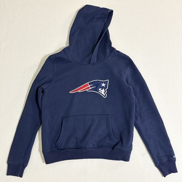 NFL PINK Victoria Secret Patriots Hoodie Sweatshirt Size Small Blue - Picture 1 of 8